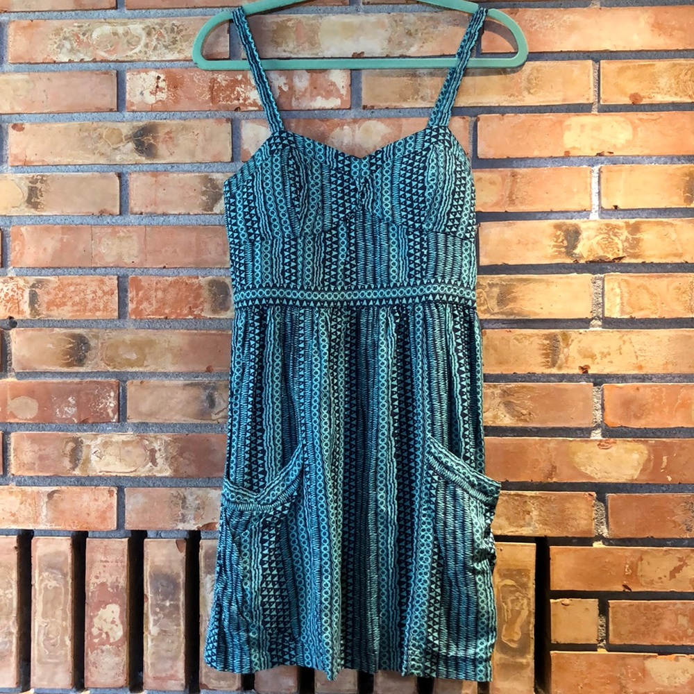 American Eagle Outfitters Blue & Black Striped Print Sundress
